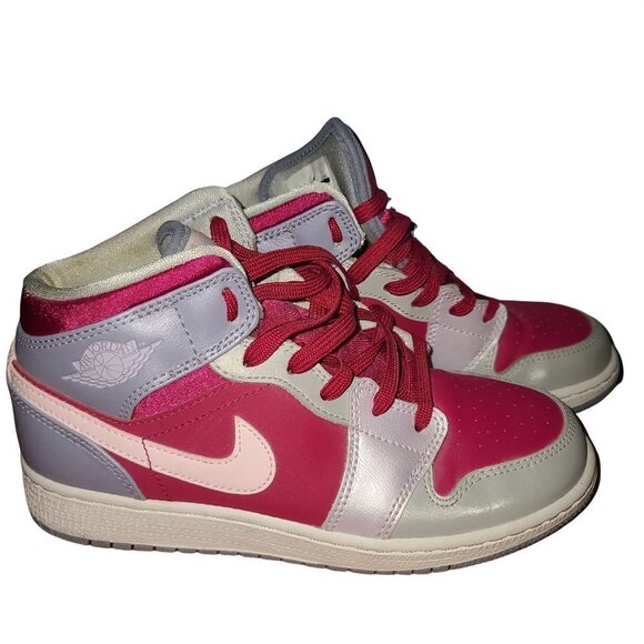 Youth Air Jordan 1 Mid GG 4Y 'Hyper Fuchsia' 555112 609 - Picture 3 of 7